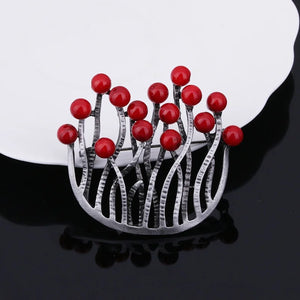 Coral Brooch Zinc Alloy & Pearl Scarf Buckle for Women Party