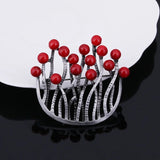 Coral Brooch Zinc Alloy & Pearl Scarf Buckle for Women Party