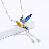 Bird Pendant Necklace Epoxy Tassel Long Necklace Enamel Women's Sweater Chain