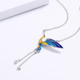 Bird Pendant Necklace Epoxy Tassel Long Necklace Enamel Women's Sweater Chain