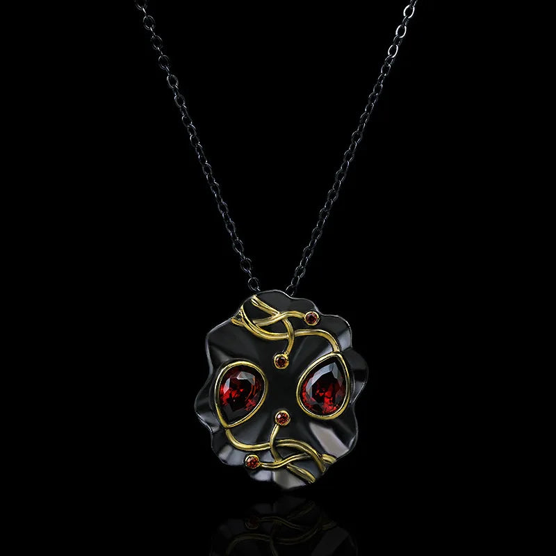 Retro Red Zircon Pendant Necklace Irregular Shape Women's Party Gift