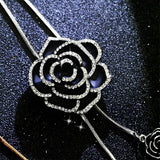 Rose Sweater Chain Crystal Austrian 2 Colors Retro Flowers Necklace