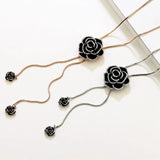 Rose Sweater Chain Crystal Necklace - 2 Colors