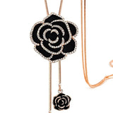 Rose Sweater Chain Crystal Necklace - 2 Colors
