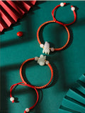 Chinese Zodiac Jade Weaven Rope Hand Chain Amulet Jewelry