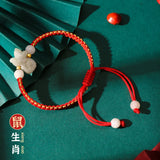 Chinese Zodiac Jade Weaven Rope Hand Chain Amulet Jewelry