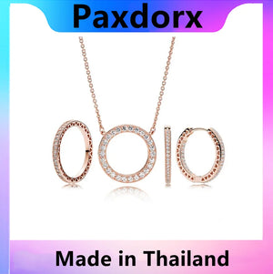 S925 Sterling Silver PAN Rose Rings for Women Jewelry Necklace