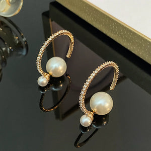 Elegant Pearl Rhinestone Earrings Wedding Jewelry
