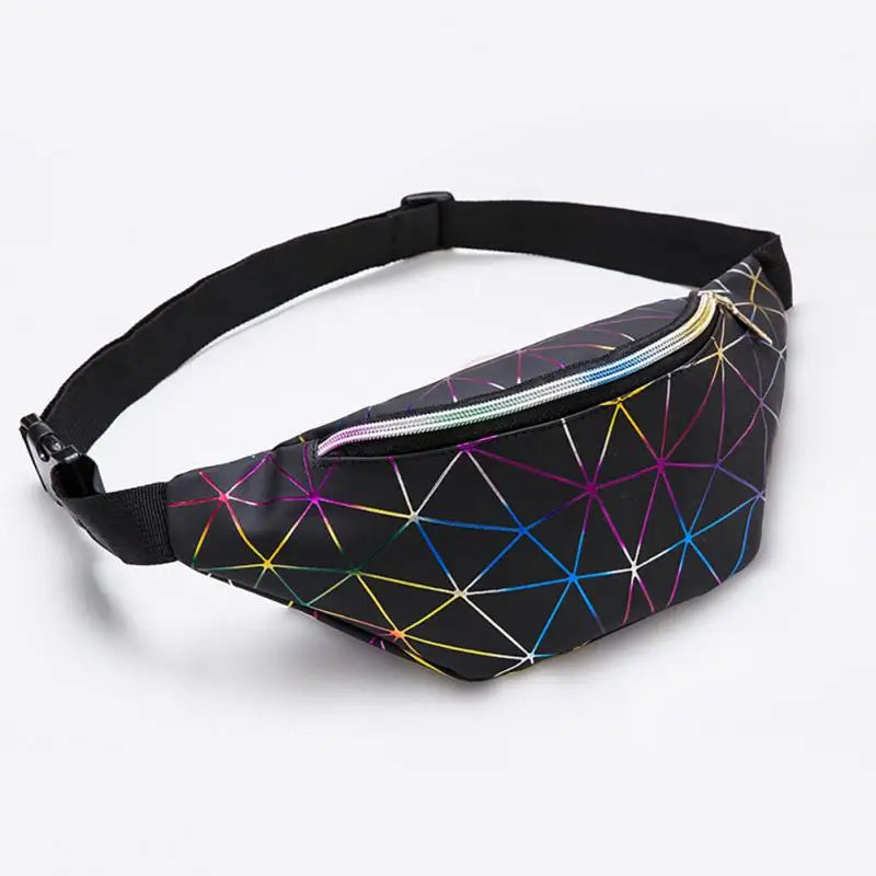 Colorful Geometric Laser Waist Bag Bright Leather Single Shoulder Messenger Bag