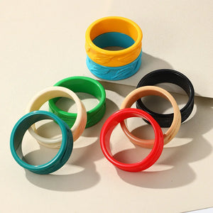 Colorful Resin Bracelet for Women Wide Charm Bangle Retro Hand Party Jewelry