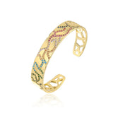 Geometric Pattern CZ Bangles for Women Open Bangle Gift