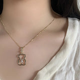 Tiny Bear Necklace for Women 14k Plated Pendant Jewelry