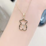Tiny Bear Necklace for Women 14k Plated Pendant Jewelry