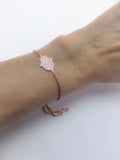 CZ Mother Of Clear Cz Paved Hamsa Hand 925 Sterling Silver Bracelet