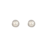 Geometric Spiral Silver Pearl Zircon Stud Earrings Jewelry for Women