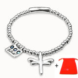 925 Silver Tricolor Gem Dragonfly Bracelet Romantic Jewelry