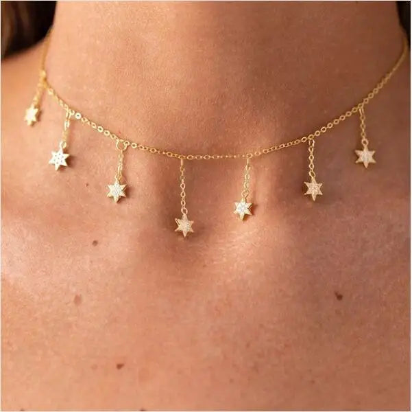 925 Silver Cz Round Charm Choker Tassel Chain Pendant Necklace