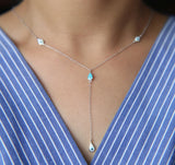 925 Silver Evil Eye Charm Lariat Y Necklace