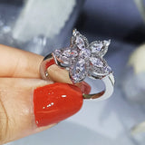 Women's Five-Pointed Star Pendant Ring Earrings Bridal Set