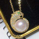 Freshwater Pearl 925 Silver Jewelry Sets Leopard Ring Earring Necklace