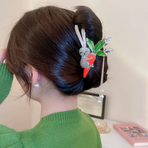 Metal Water Drop Women Hair Rabbit Radish Pearl Tassel Shark Clip