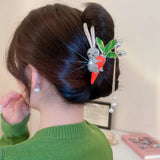 Metal Water Drop Women Hair Rabbit Radish Pearl Tassel Shark Clip