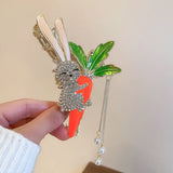Metal Water Drop Women Hair Rabbit Radish Pearl Tassel Shark Clip