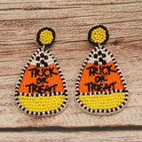 Hand Knitting Beaded Halloween Pumpkin Ghost Skull BOO Earrings