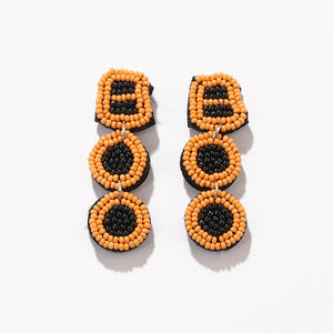 Hand Knitting Beaded Halloween Pumpkin Ghost Skull BOO Earrings