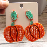 Hand Knitting Beaded Halloween Pumpkin Ghost Skull BOO Earrings
