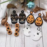 Hand Knitting Beaded Halloween Pumpkin Ghost Skull BOO Earrings