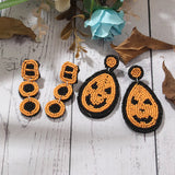 Hand Knitting Beaded Halloween Pumpkin Ghost Skull BOO Earrings