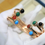 Peacock Red Agate Open Bracelet for Women