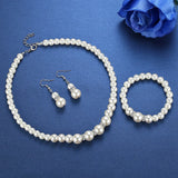 Pearl Jewelry Set Necklace Earrings Bracelets for Women's Party Wedding