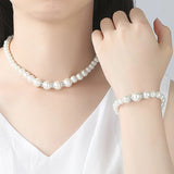 Pearl Jewelry Set Necklace Earrings Bracelets for Women's Party Wedding