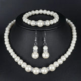 Pearl Jewelry Set Necklace Earrings Bracelets for Women's Party Wedding