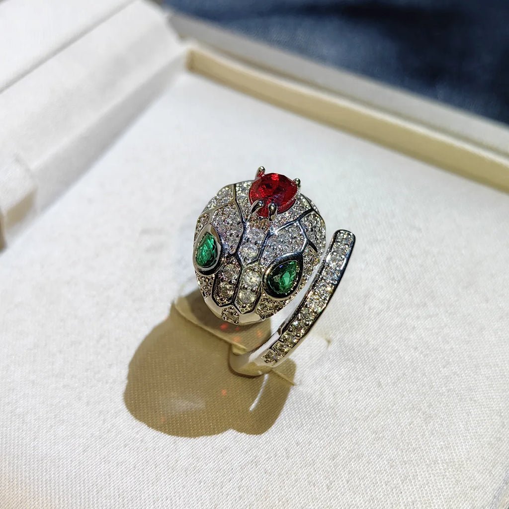 925 Silver Snake Jewelry Set with CZ Stones