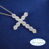 925 Silver Cross Pendant Necklace with Zircon - Women's Jewelry