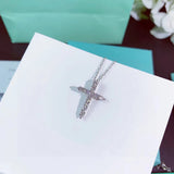 925 Silver Cross Pendant Necklace with Zircon - Women's Jewelry