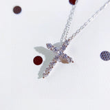 925 Silver Cross Pendant Necklace with Zircon - Women's Jewelry