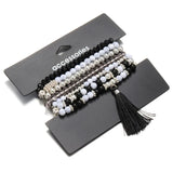 Multi-Layer Charm Bracelet for Women Girls Elastic Tassel Handmade Jewelry