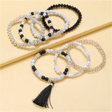 Multi-Layer Charm Bracelet for Women Girls Elastic Tassel Handmade Jewelry