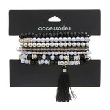 Multi-Layer Charm Bracelet for Women Girls Elastic Tassel Handmade Jewelry
