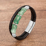 Natural Stone Beads Bracelet Men Women Leather Bangle