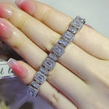 Rectangle Silver Hand Bracelet Bangle Women Anniversary Gift Jewelry