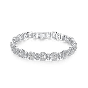 Rectangle Silver Hand Bracelet Bangle Women Anniversary Gift Jewelry