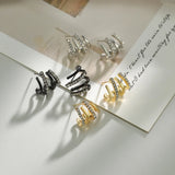 Triple Stud Earrings 925 Silver Needle for Women Party Jewelry