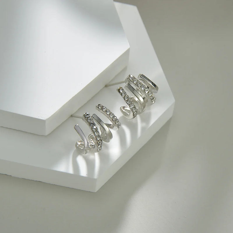 Triple Stud Earrings 925 Silver Needle for Women Party Jewelry