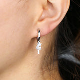 925 Silver Cross Star Moon Cz Drop Earrings Women Party Jewelry