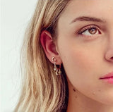 925 Silver Cross Star Moon Cz Drop Earrings Women Party Jewelry